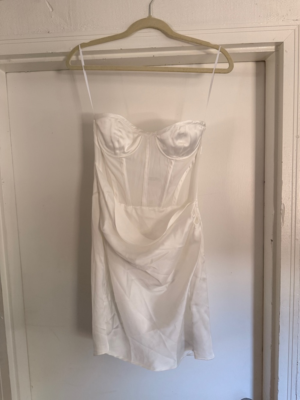 Zara White Strapless Corset Draped Mini Dress NWT Size M